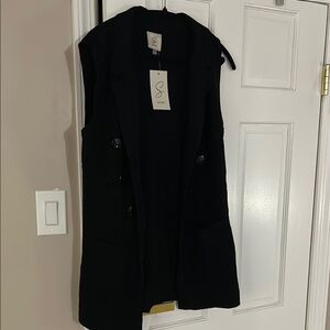 Sioni Black Vest Elegant Jackets & Coats